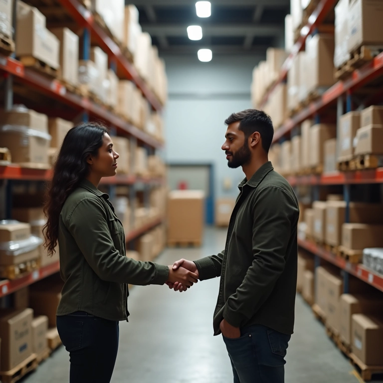 Aperto de mão entre pessoa e fornecedor de ingredientes veganos de qualidade.