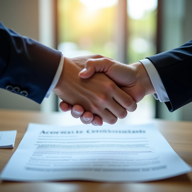 Aperto de mãos sobre 'Acordos de Confidencialidade'.