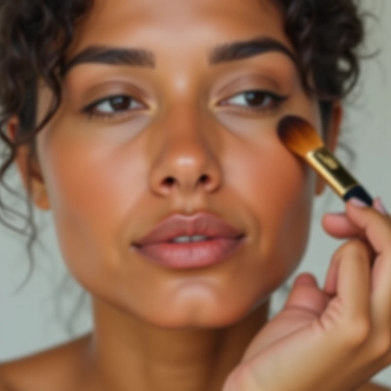 Aplicação de autobronzeador no rosto.