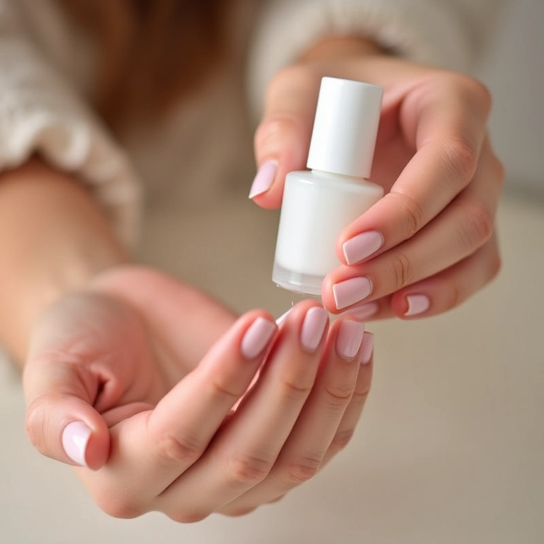 Aplicação de base protetora nas unhas antes do esmalte.