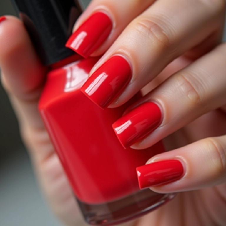 Aplicação de camadas finas de esmalte vermelho.