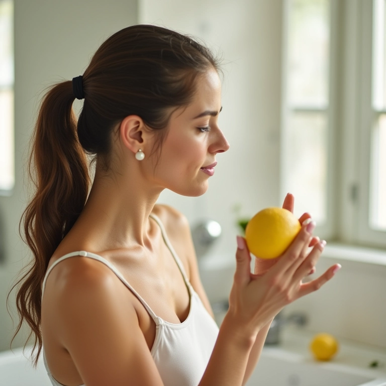 Aplicação de suco de limão para acidificação capilar.