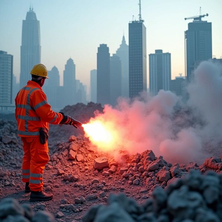 Aplicações civis da pólvora na construção.