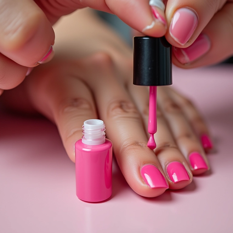 Aplicando esmalte com precisão e cuidado.