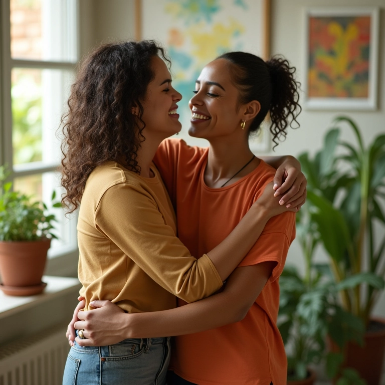 Apoio familiar para pessoa com dislexia em ambiente acolhedor.