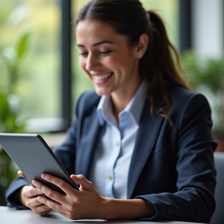 Aprovação de crédito BNDES Automático em tablet.