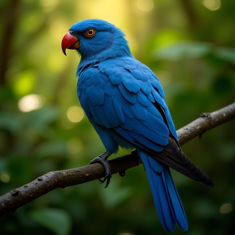 Arara-azul com plumagem azul vibrante em close-up.