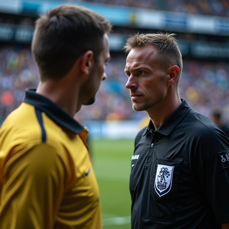 Árbitro comunicando-se com o VAR: a importância da comunicação.