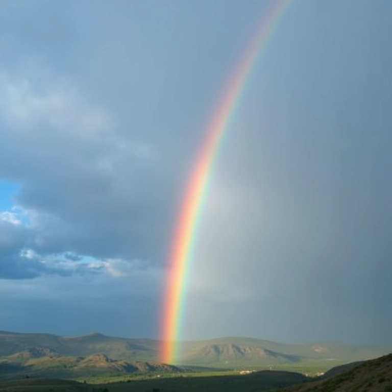 Arco-íris parecendo se mover no céu em time-lapse.