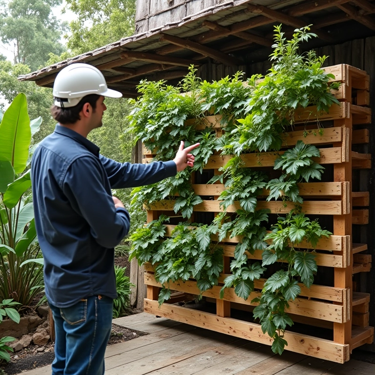 Arquiteta explica design de jardim vertical com pallet em casa brasileira.