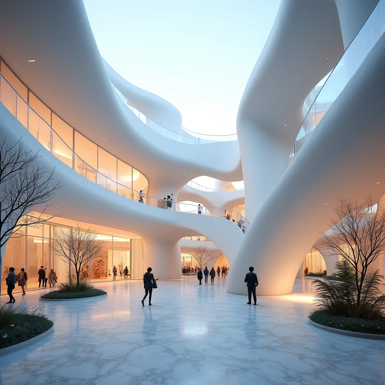 Arquitetura paramétrica inovadora com design estético em um centro cultural.