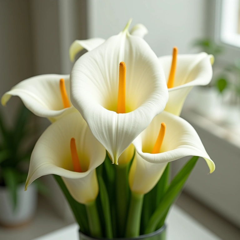 Arranjo de copos-de-leite para funeral, simbolizando pureza e serenidade.