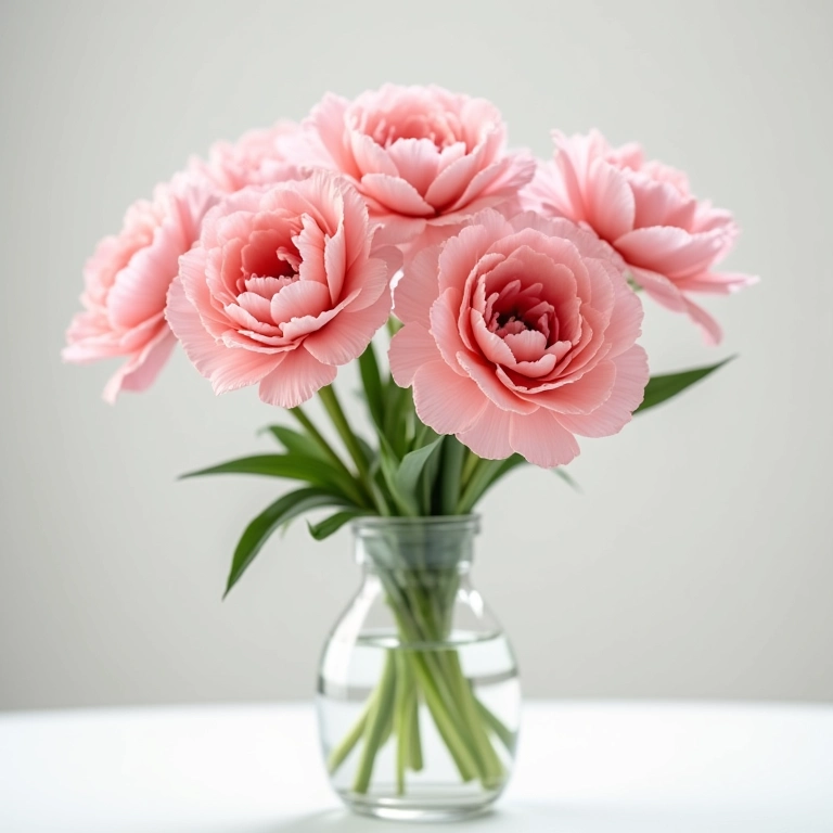 Arranjo de cravos simples e elegante.