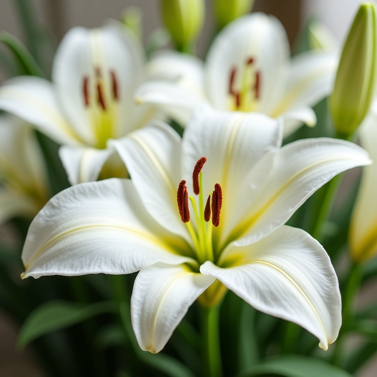 Arranjo de lírios brancos para funeral, simbolizando paz e consolo.