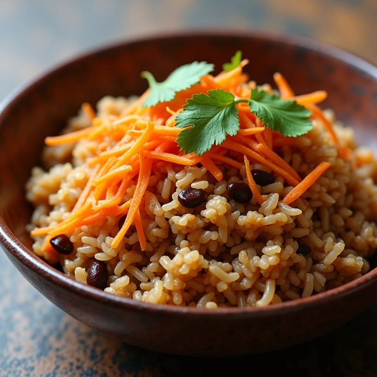 Arroz integral com lentilha e cenoura, uma opção vegetariana nutritiva e saborosa para sua marmita.