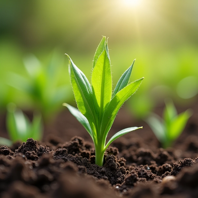 Arruda plantada em mistura de solo bem drenada, perlita visível.
