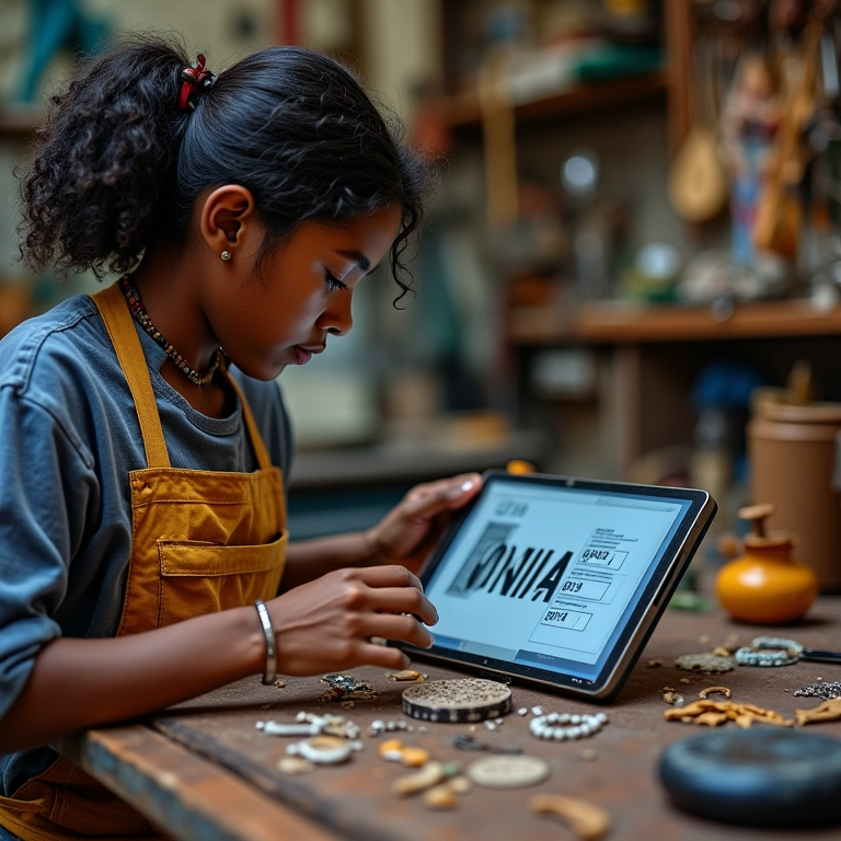 Artesã brasileira escolhendo o CNAE ideal para seu ateliê.