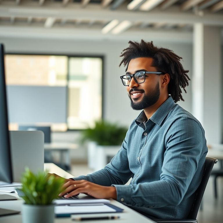 Artesão gerenciando finanças com software, sem contador.