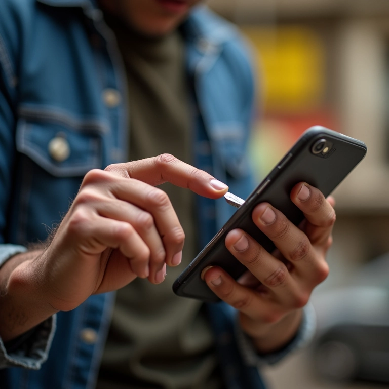 Artesão pagando impostos MEI através de aplicativo no smartphone.