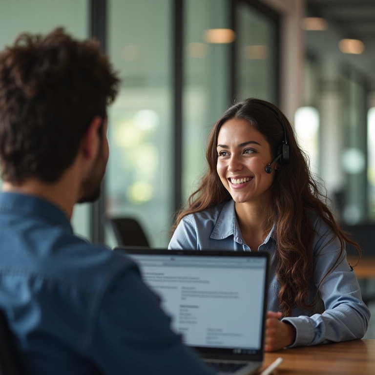 Atendente usando o bom humor com moderação.