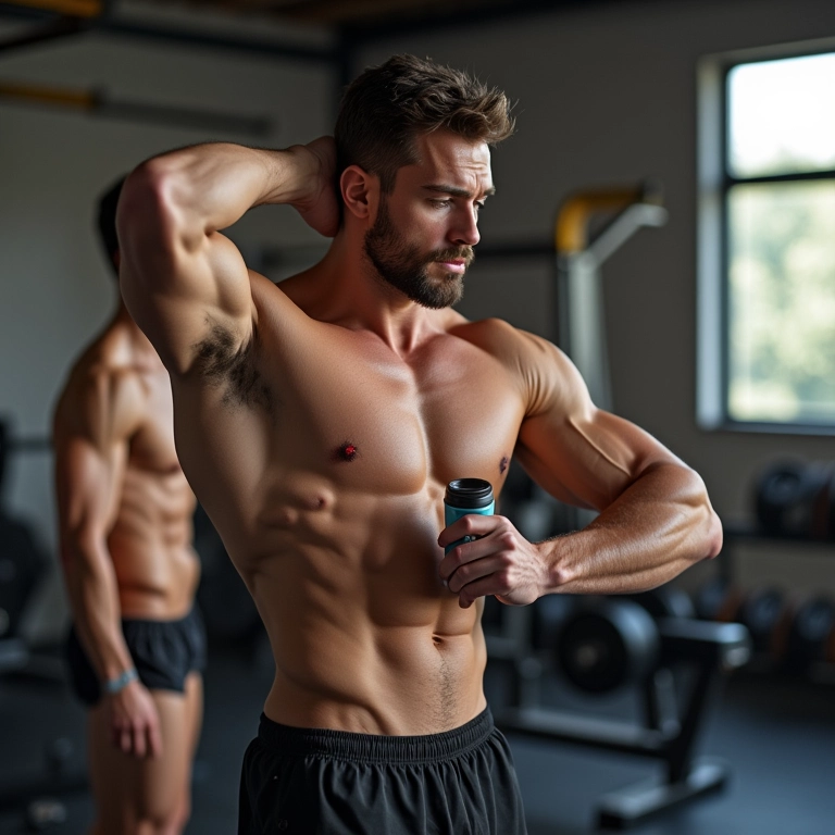 Atleta se alongando após o treino com creatina.