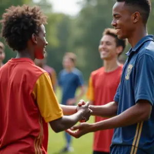 Fair Play: O Jogo Limpo que enobrece o Esporte Atletas diversos apertando as mãos após jogo, demonstrando espírito esportivo.