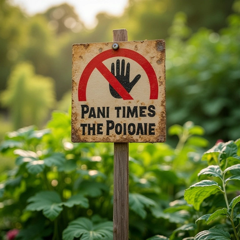 Aviso sobre não usar veneno na horta.