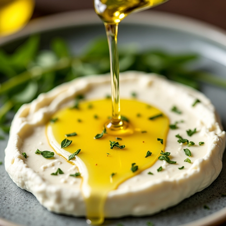Azeite de oliva extra virgem finalizando a ricota.