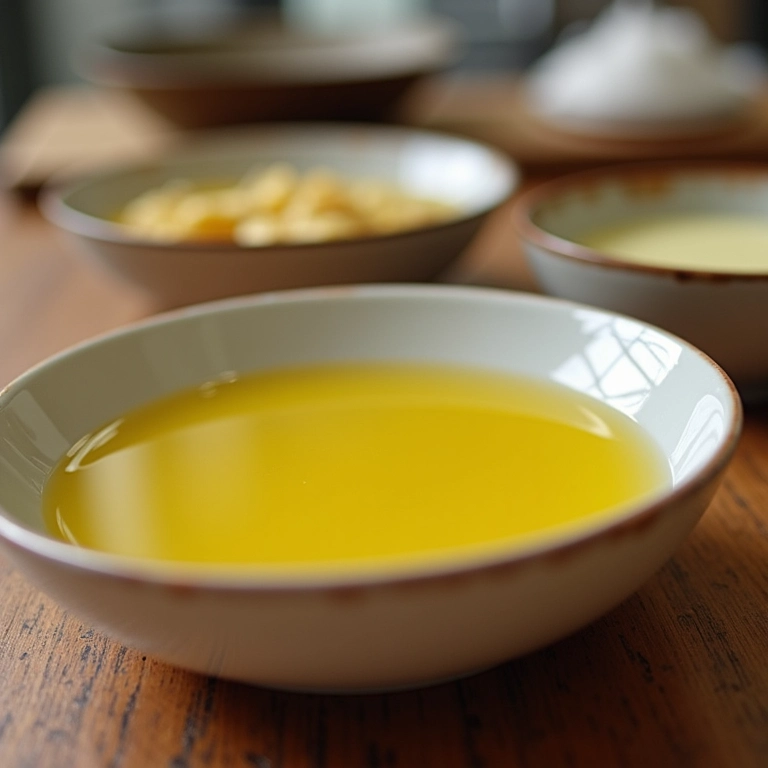 Azeite, manteiga e óleo de coco em pequenos recipientes.