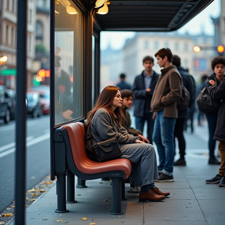 Banco de ônibus desconfortável, design hostil.