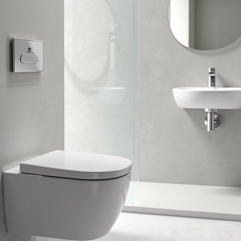 Banheiro moderno com rodameio de poliestireno.