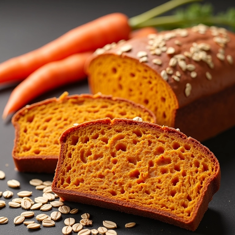 Benefícios da cenoura e aveia no pão caseiro, destacando os ingredientes.