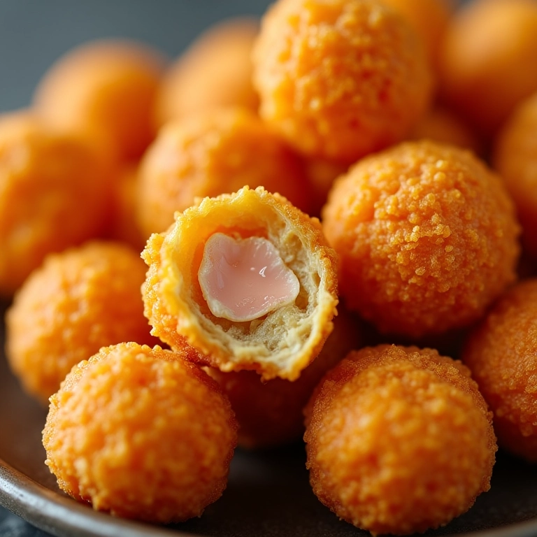 Bolinho de atum crocante e irresistível.