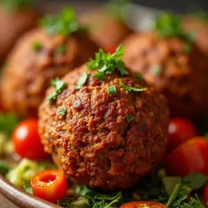 Bolinho de carne com legumes apetitoso, pronto para saborear.