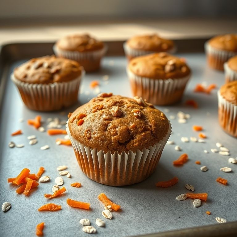 Bolinho de cenoura e aveia sem glúten.
