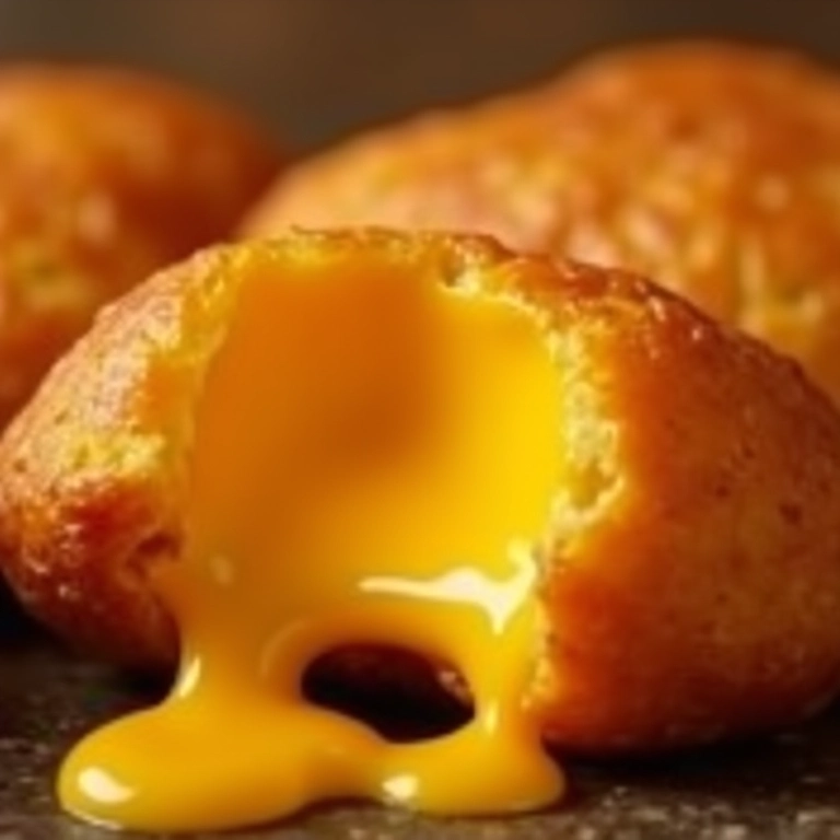 Bolinho de mandioca com queijo coalho derretido.