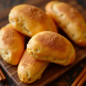 Bolinhos de chuva fofinhos polvilhados com canela e açúcar.