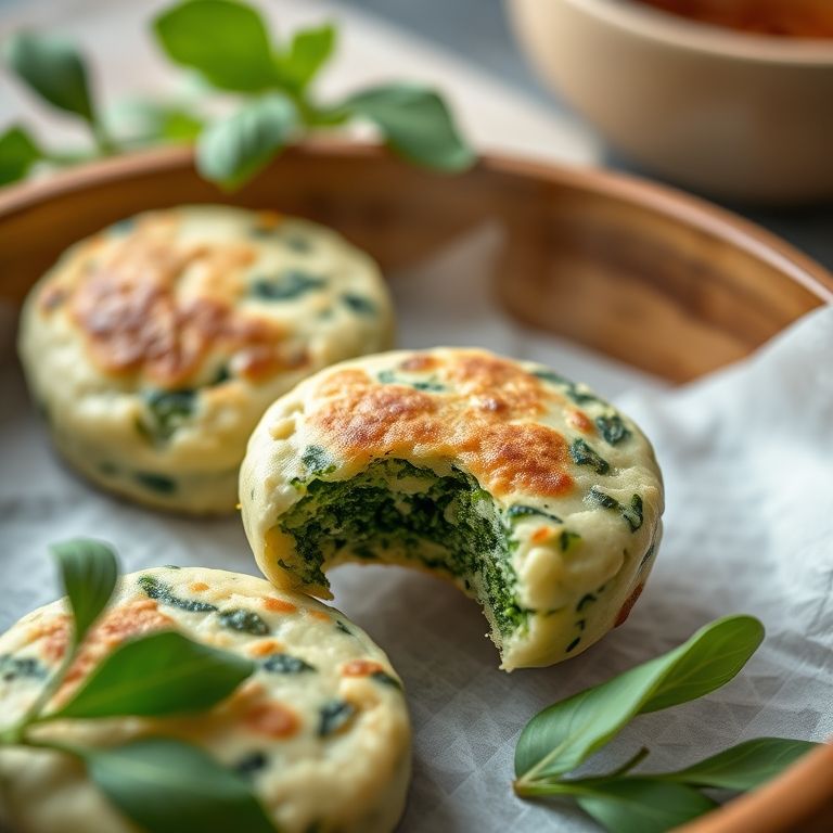 Bolinhos de espinafre macios, ideais para bebês.