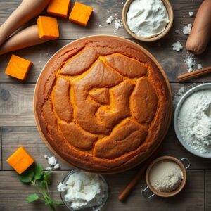 Bolo de batata doce caseiro apetitoso.