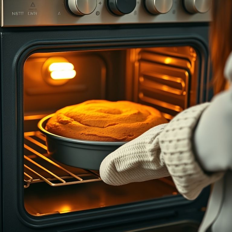 Bolo de batata doce saindo do forno.