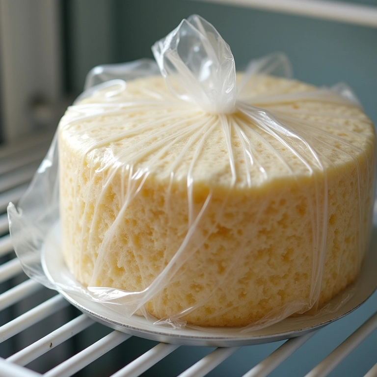 Bolo de coco embalado para conservar por mais tempo.
