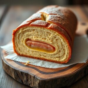 Bolo de Rolo de Goiabada tradicional fatiado em detalhes
