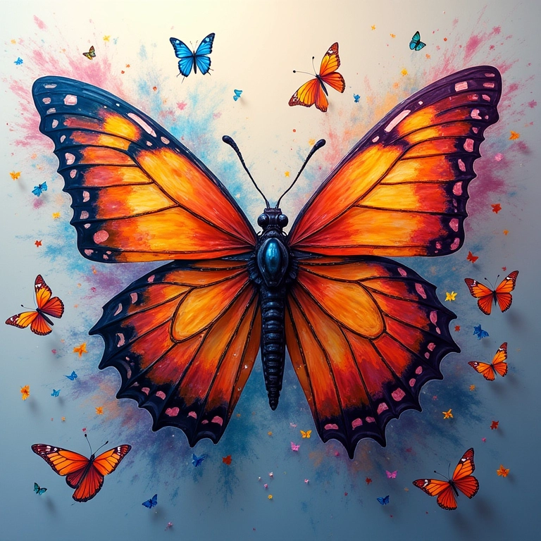 O Que É A Teoria Do Caos Ordem Escondida Na Desordem Aparente Borboletas coloridas voando em aparente caos, formando um padrão harmonioso.