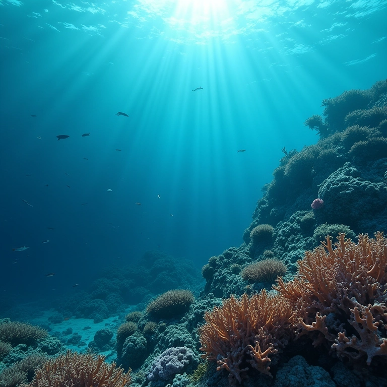 Branqueamento de corais no oceano, representando a acidificação.