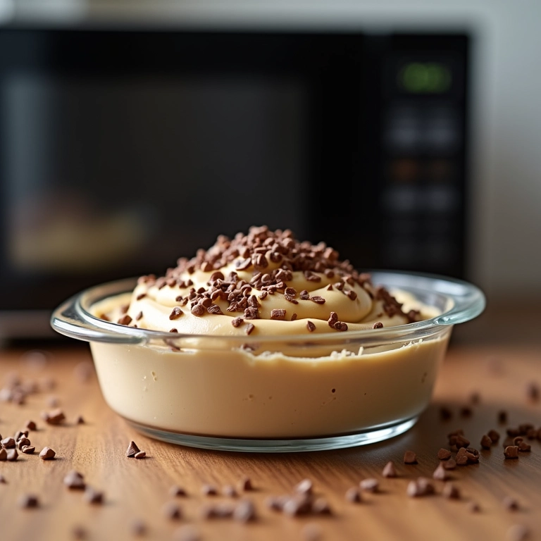 Brigadeirão de microondas pronto para servir.