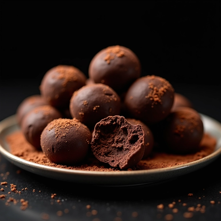 Brigadeiro de café gourmet polvilhado com cacau.