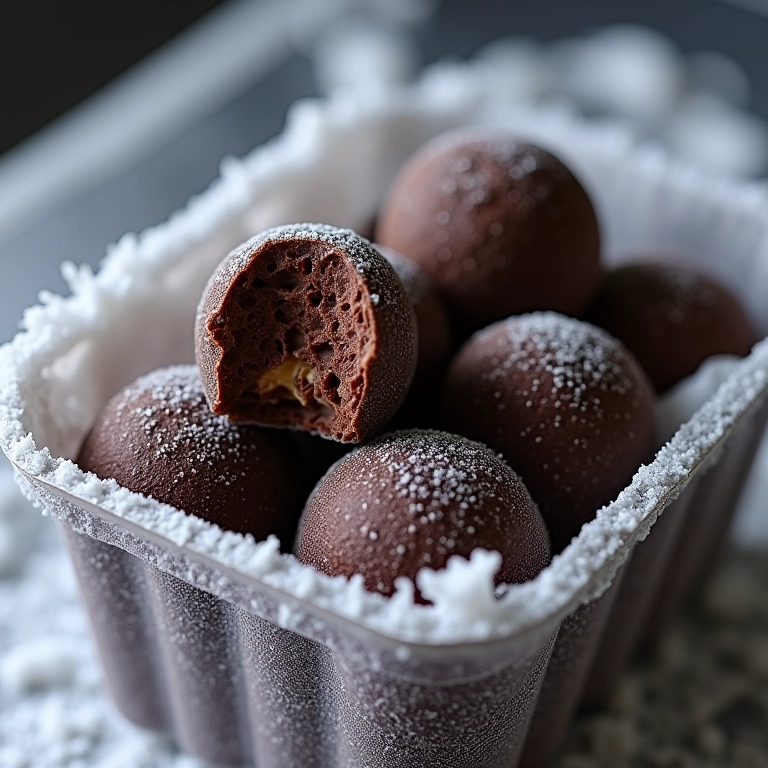 Brigadeiro de chocolate amargo congelado.