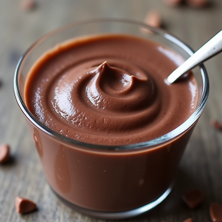 Brigadeiro de colher cremoso em tigela de vidro.