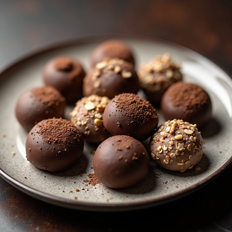 Brigadeiros gourmet com diversas coberturas.
