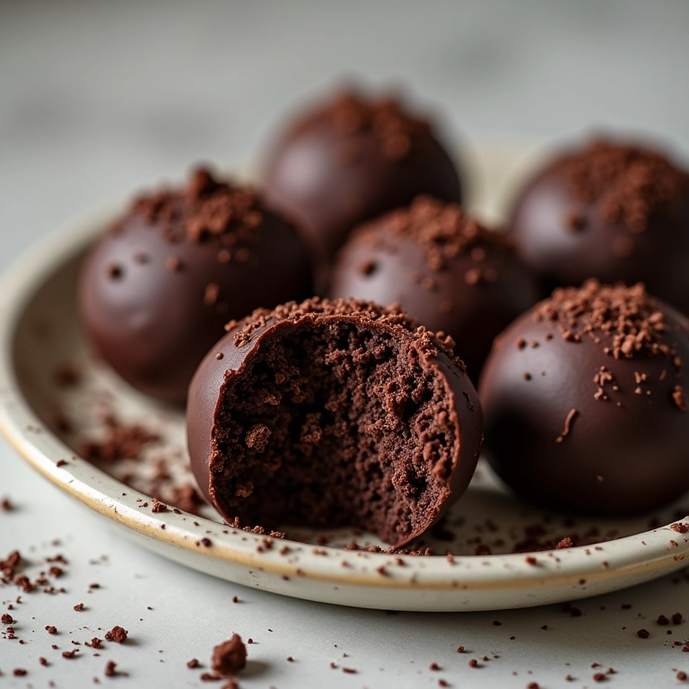 Brigadeiros veganos com cobertura de chocolate.